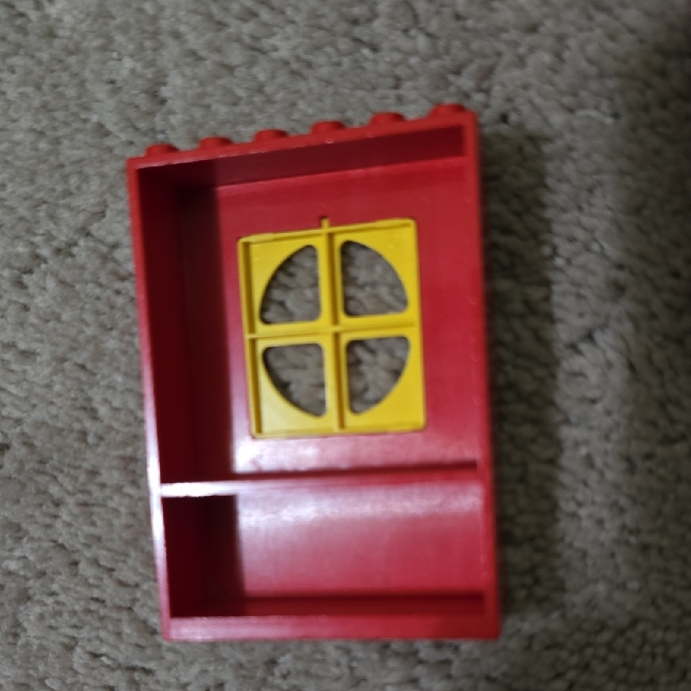 Set of 2: LEGO Vintage Red & Yellow Building Block Pieces-Doors or Windows - Picture 3 of 6